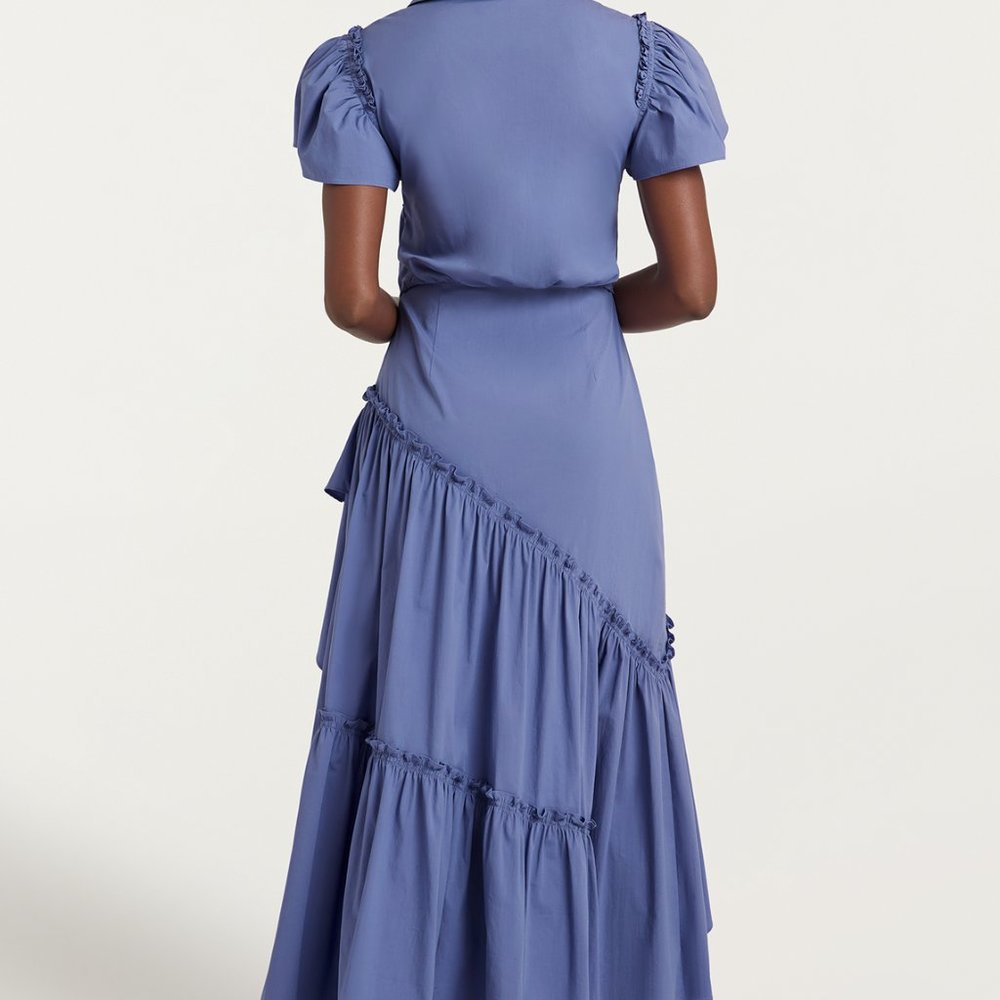 cinq a sept Blue Ruffle Wrap Midi Dress - Picture 6 of 8
